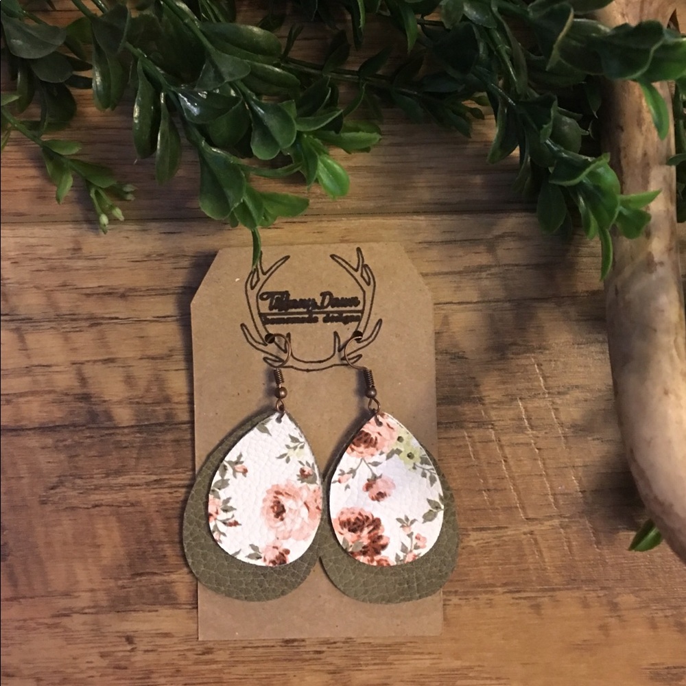 Faux leather teardrop earrings